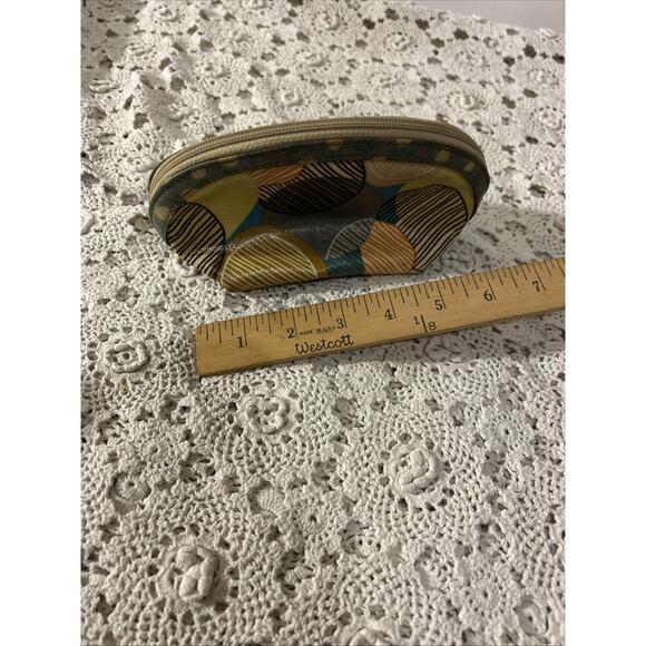 Fossil Keyper Circle Coated Canvas Zipper Bag Pouch Case Cosmetic Makeup - Picture 6 of 8